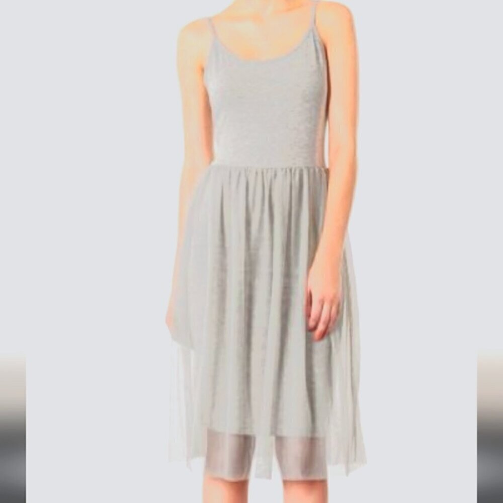 Topshop Silver Gray Midi Dress with Spaghetti Straps Scoop Neck - Size 8 BNWOT